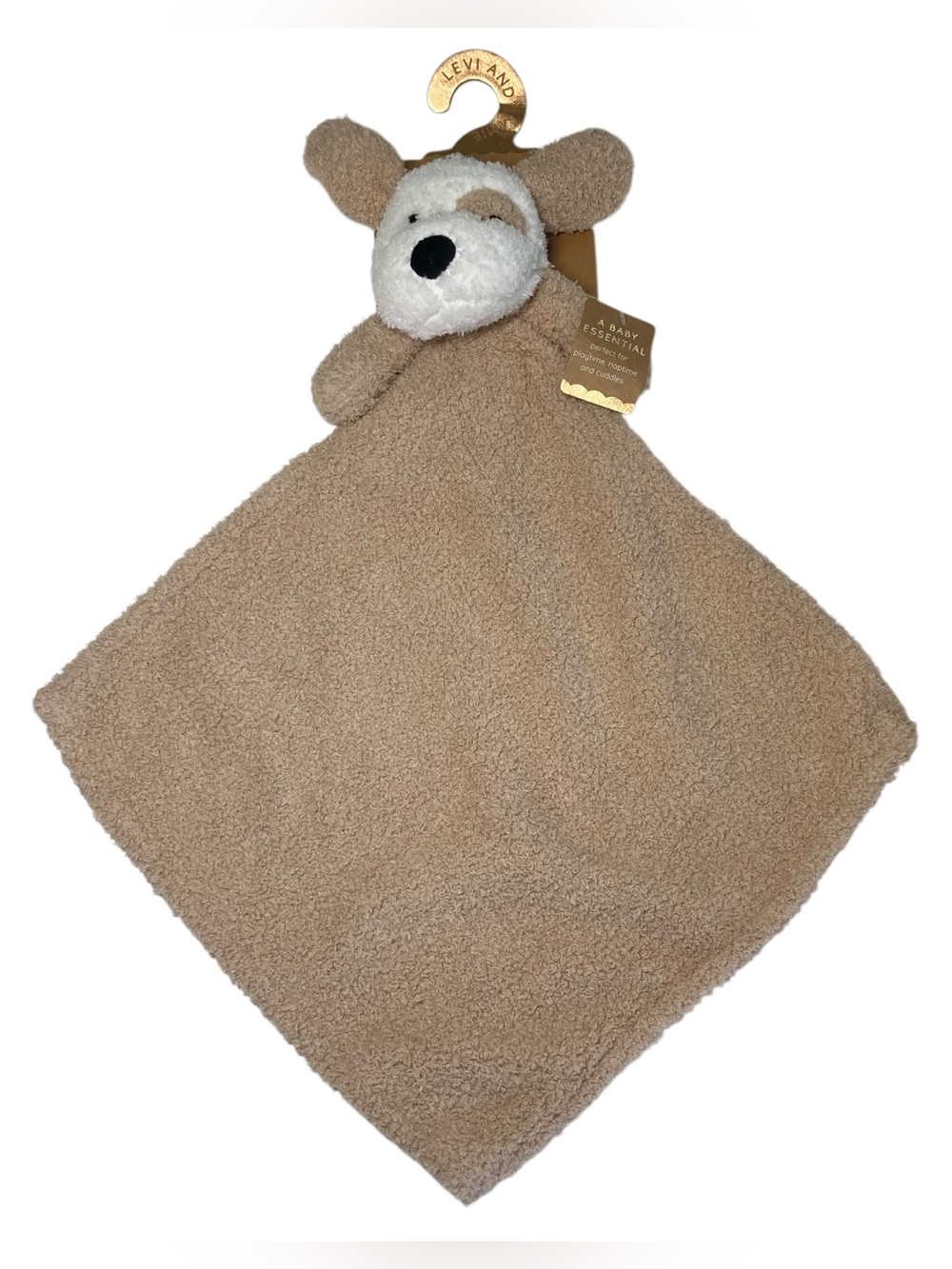 Levi and Emmie Puppy Dog Lovey Security Blanket Feather Knit Brown White NEW